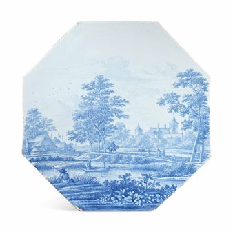 A DUTCH DELFT BLUE AND WHITE OCTAGONAL PLAQUE - Frederik van Frijtom