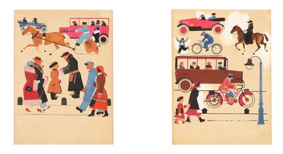 Two works: Untitled (2) by Konstantin Ivanovich Rudakov, circa 1930