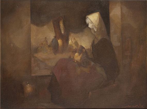 Mujer en la ventana by Manuel Marola, 1973
