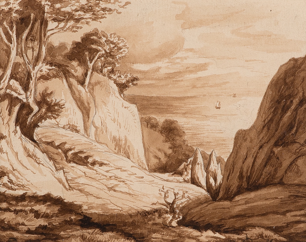 Artwork by Friedrich Preller the Younger, Two works: Vilm bei Rügen; Rügen, Made of Pencil; Pencil, watercolor on paper