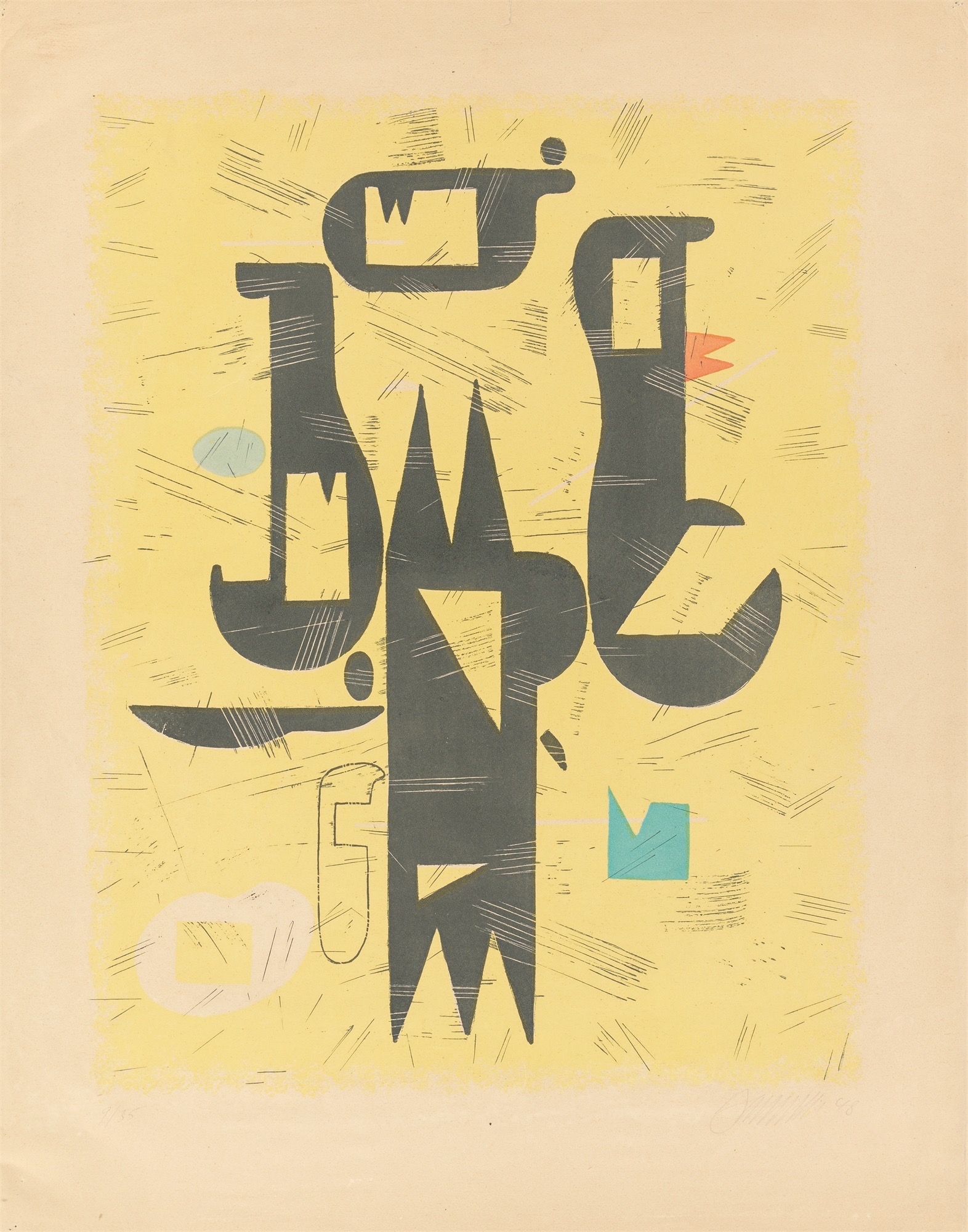 Artwork by Willi Baumeister, Spitze Formen, Made of Colour lithograph on paper
