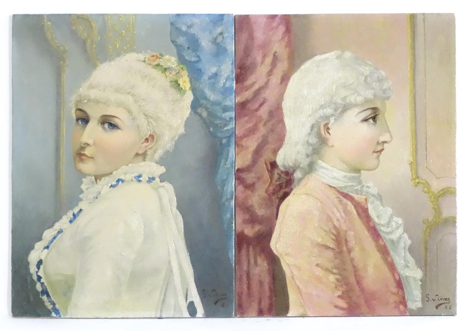 Louis Gustave Siever | Two works: young gentleman in profile; young ...