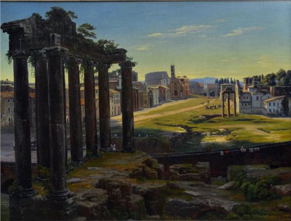 View of a Roman forum from the Capitol, in the distance the Coliseum by Niels Anders Bredal, 1869