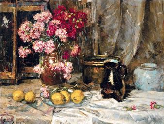 Still Life with flowers and fruits - Herman Courtens
