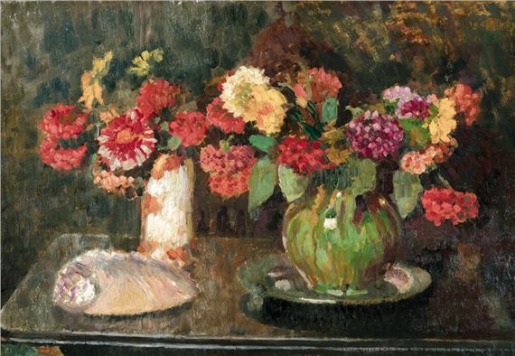 Dahlias and zinnias by Georges Lemmen, 1903