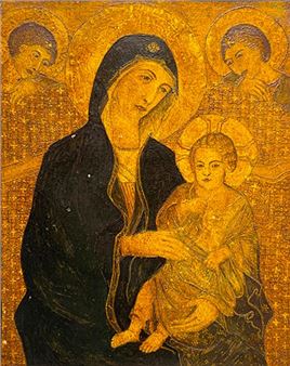 the Madonna and Child with Angels by Duccio di Buoninsegna