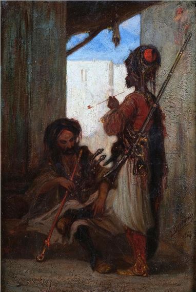 Deux Bachis Bouzouks fumant by Louis Devedeux, 1864