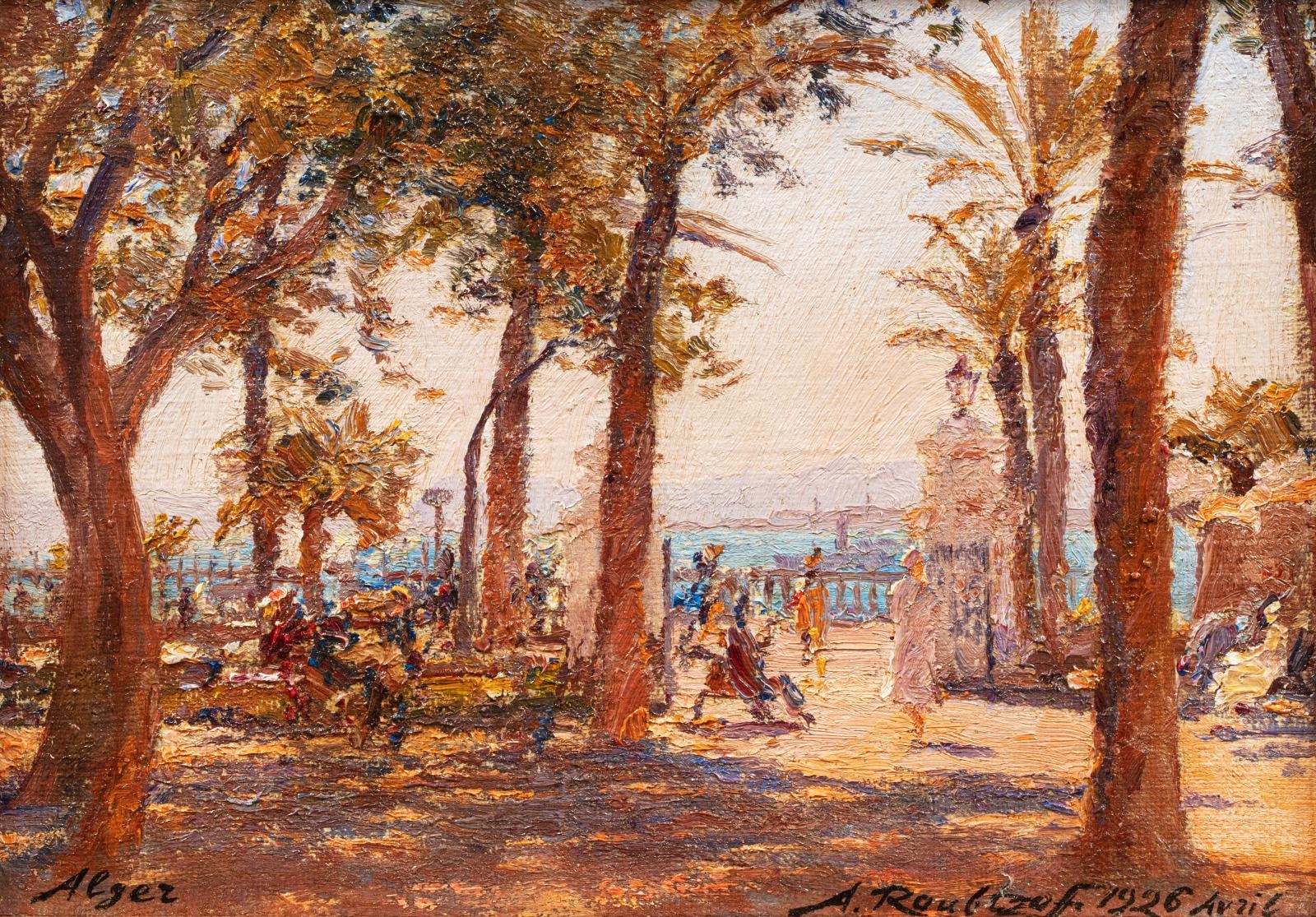 Artwork by Alexandre Roubtzoff, Alger, Made of Oil on canvas mounted on cardboard