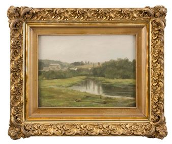 Rural landscape with village. - Theodore Slafter