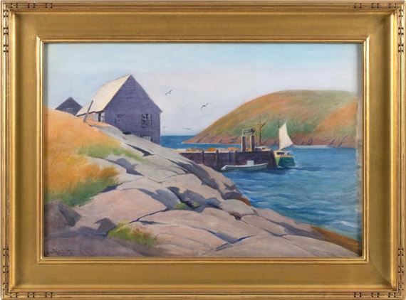 "Monhegan Wharf & Fish House". by Sears Gallagher