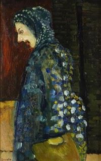 Welsh Lady with Scarf by Ernest Zobole, circa 1970