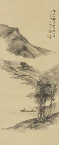 Artwork by Seiko Okuhara, Summer Landscape, Made of ink on silk