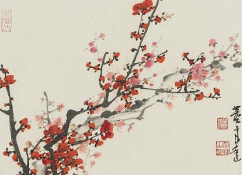 Artwork by Dong Liangda, Plum, Made of ink and color on paper