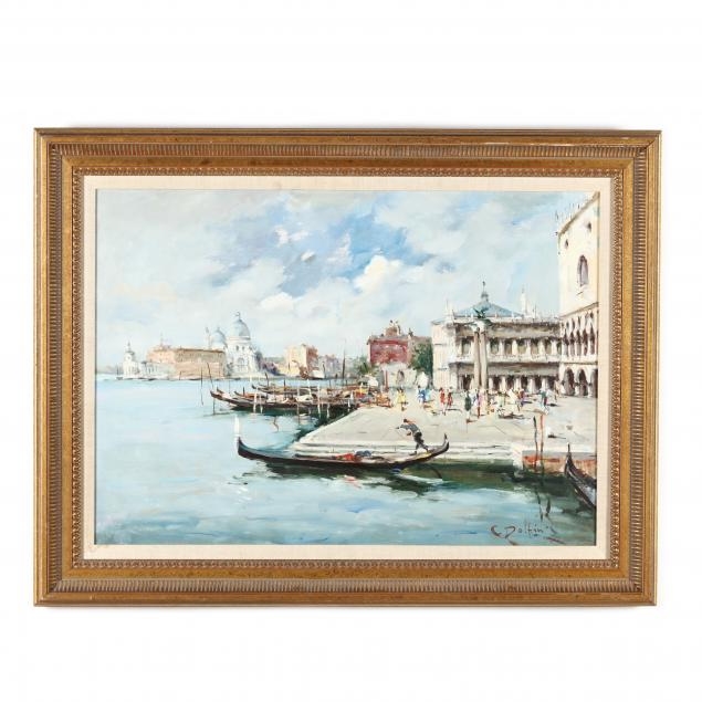 Artwork by C. Dolfin, Impressionist Style Venetian Scene, Made of Oil on canvas