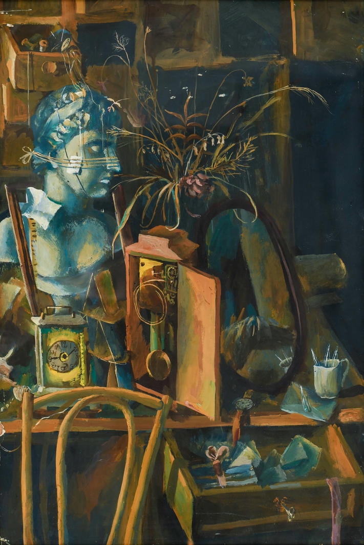 Artwork by Igor Makarevich, Still life, Made of tempera on paper on hardboard