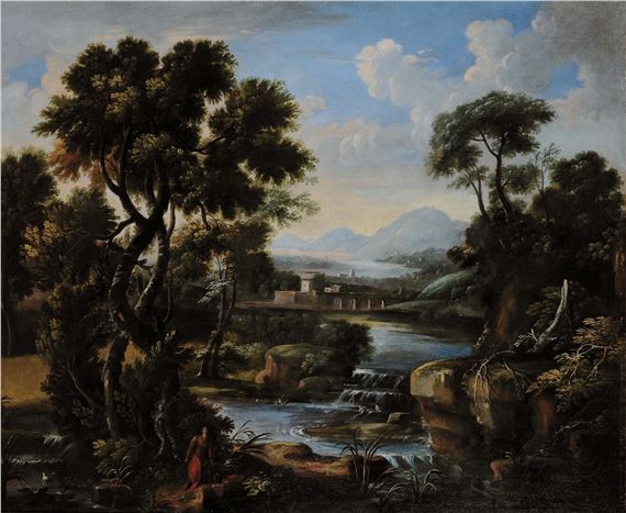 Paesaggio laziale con eremita by Crescenzio d'Onofrio