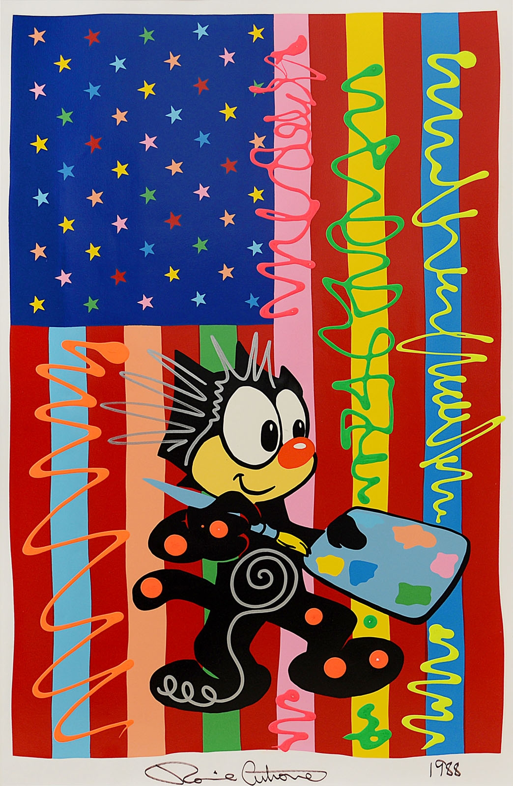 Ronnie Cutrone | Felix and Flag (1989) | MutualArt