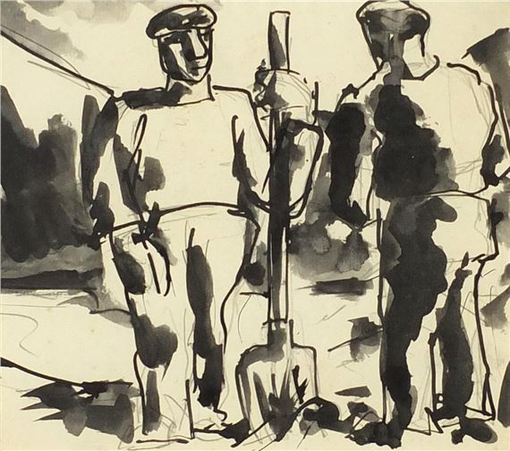 Men digging by Josef Herman