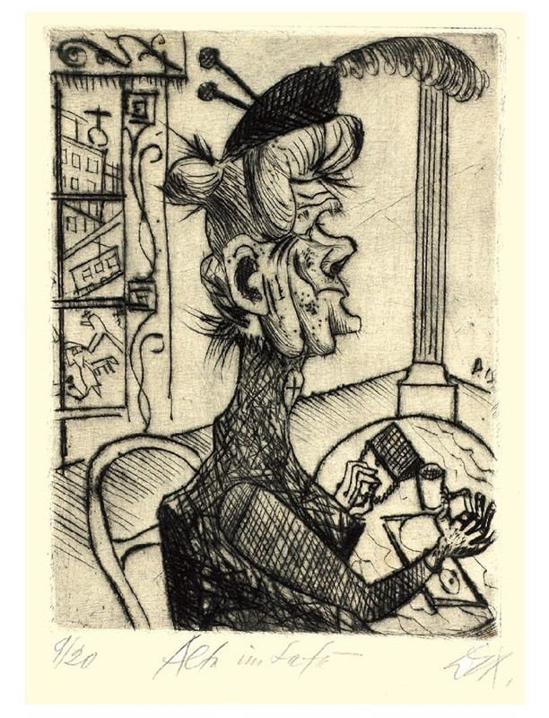 Artwork by Otto Dix, VECCHIA AL CAFFÉ (ALTE IM CAFÉ), Made of Drypoint