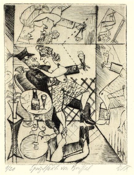 SPECCHIARSI A BRUXELLES (ERINNERUNG AN DIE SPIEGELSÄLE VON BRÜSSEL) by Otto Dix, 1920