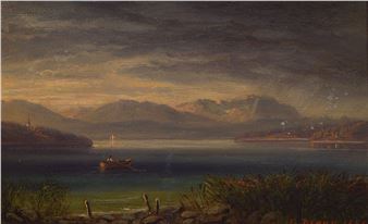 lake landscape with view of the Mühlbergkirche near Neustadt at the Waldnaab - F. Braun