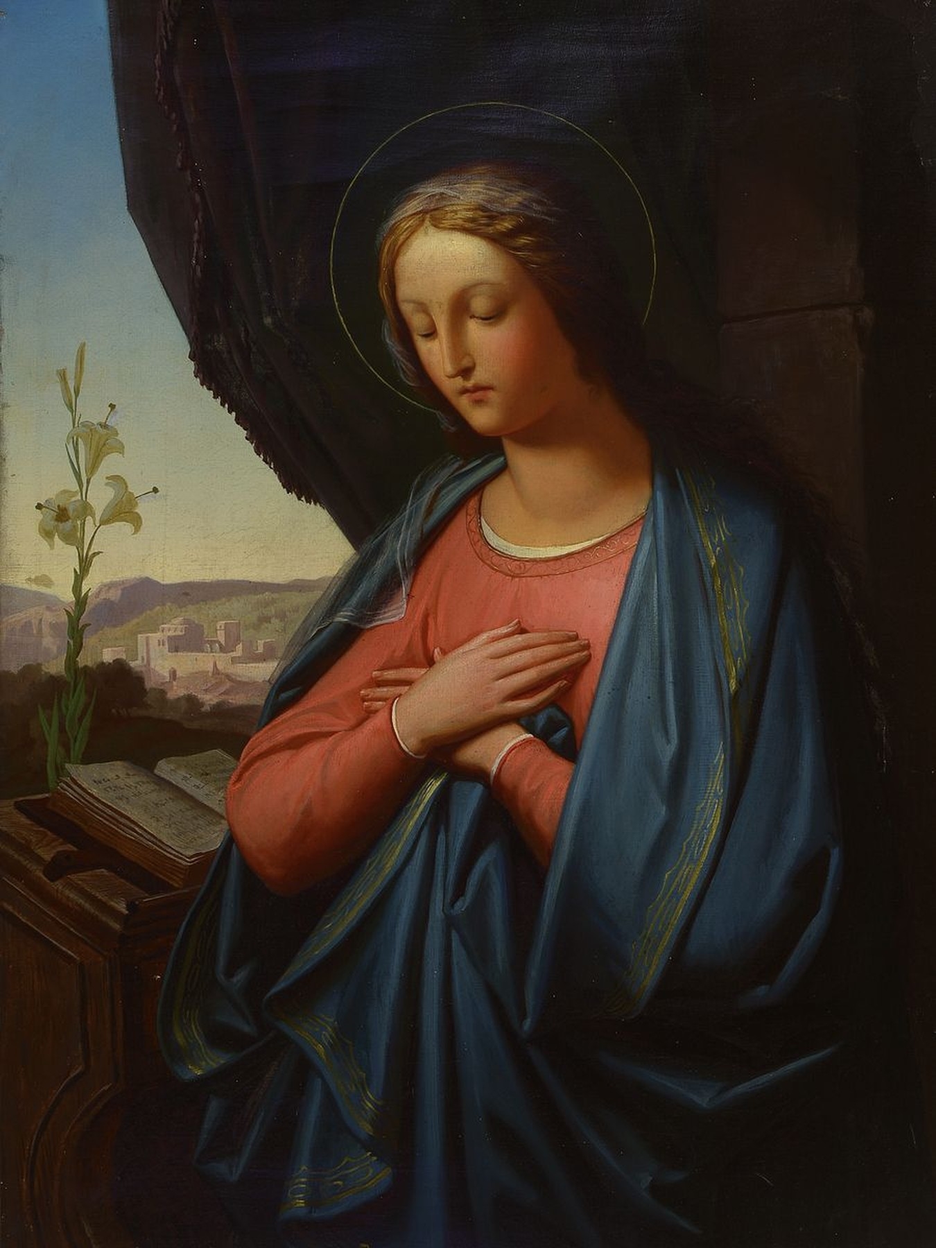 Italian School, 19th Century | Maria with prayer book in front of a ...