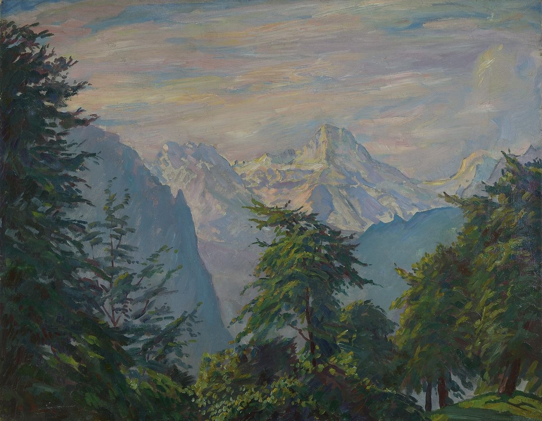 Artwork by Carl Friedrich Felber, landscape near Wengen, Made of oil / canvas