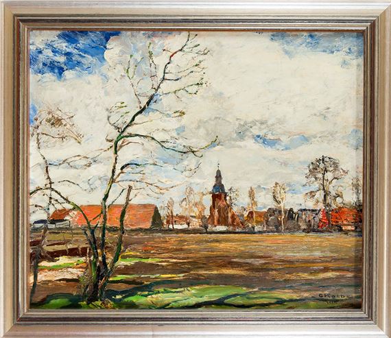 Herlbstlandschaft with a view of a village church by Ernst Kolbe, 1936