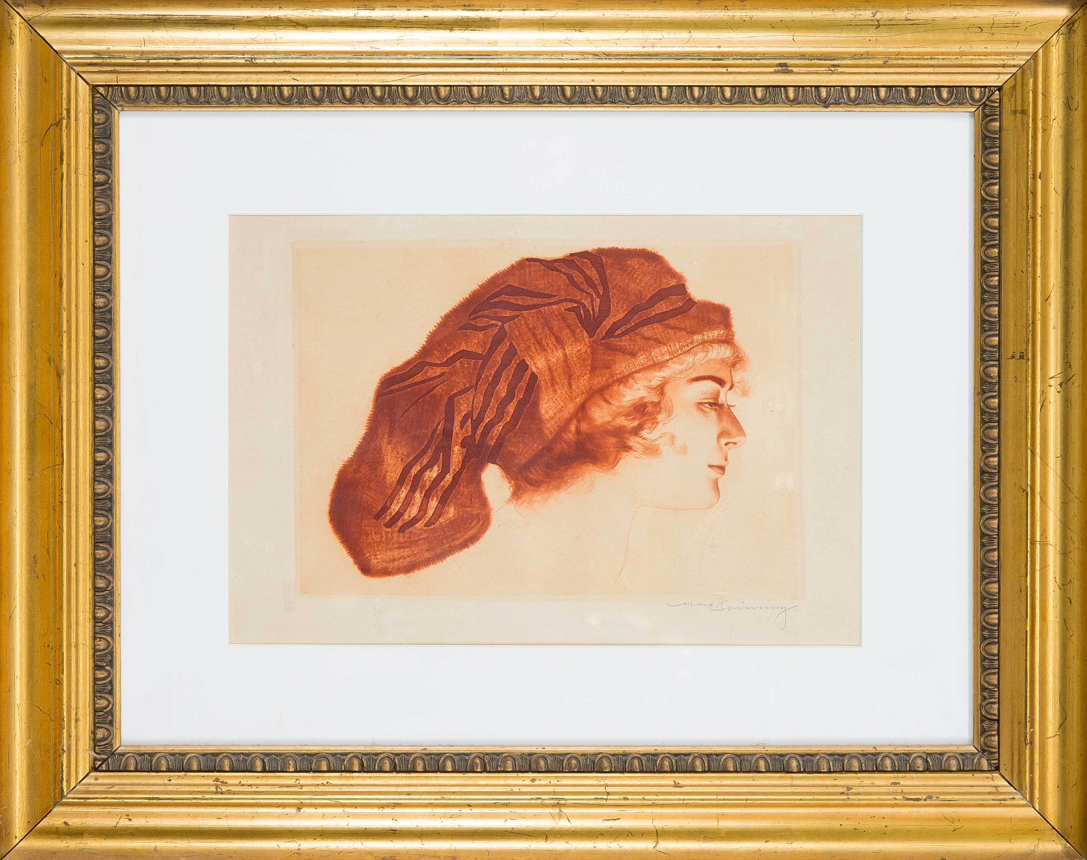 Max Brüning | young woman with patterned headscarf | MutualArt