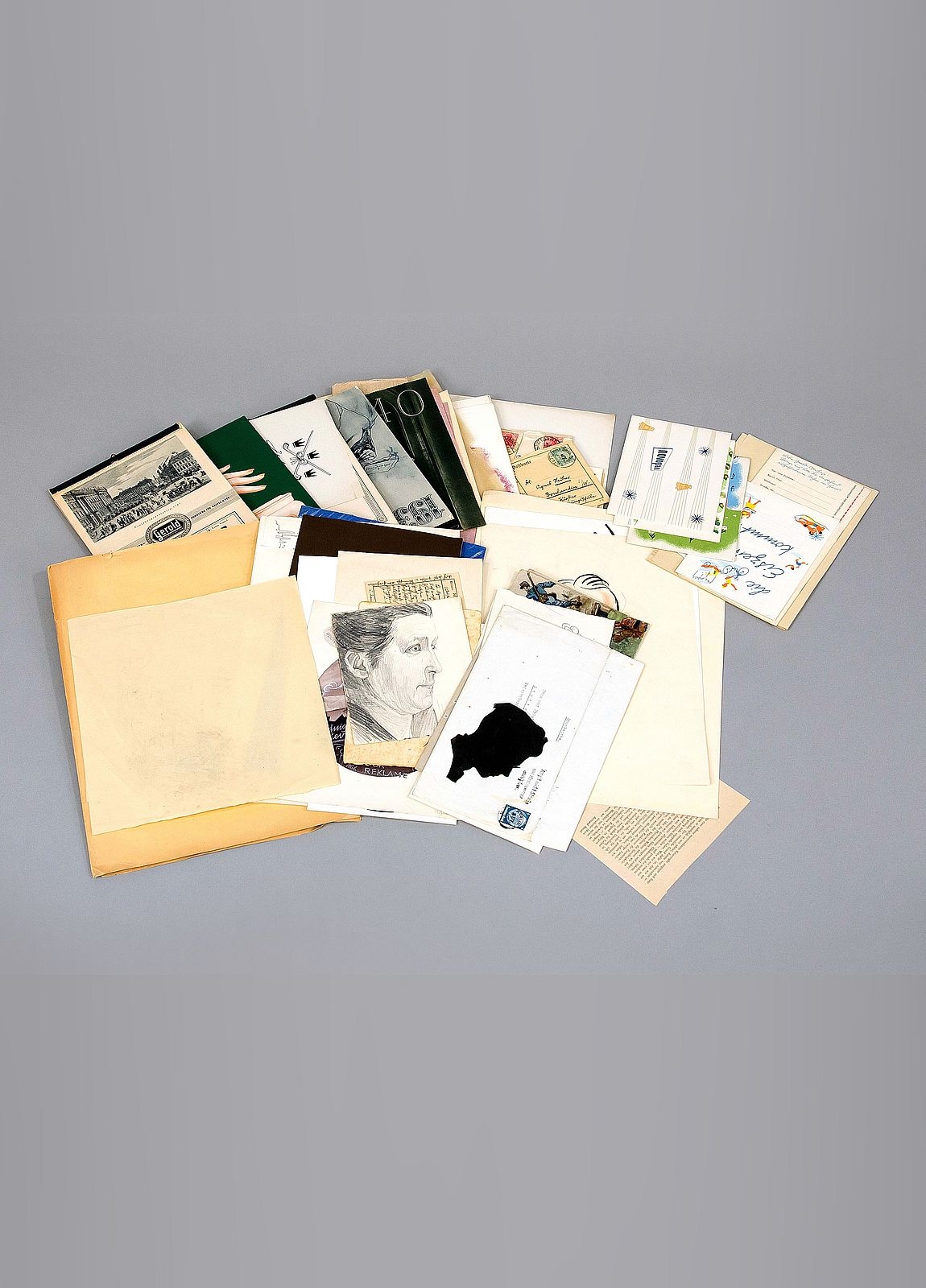 Artwork by Kaspar Ulrich Huber, Untitled, Made of graphics and drafts, printed matter, brochures etc.