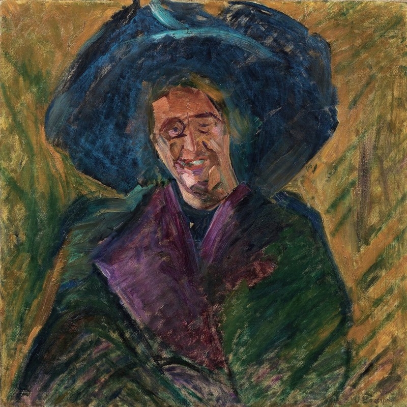 Artwork by Umberto Boccioni, BUSTO DI SIGNORA CON GRANDE CAPPELLO, Made of oil on canvas