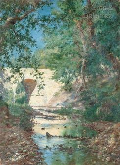 Roman bridge and river near the Sainte Baume - Johan Peter Wildenrath
