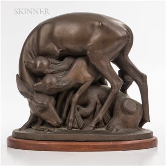 Doe with Fawns - Theodore Barbarossa