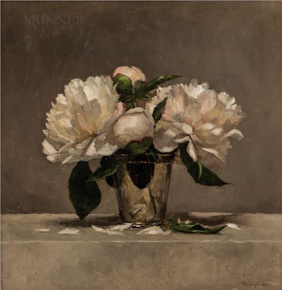 Still Life with Peonies in a Silver Cup by Sarah Lamb, 2002