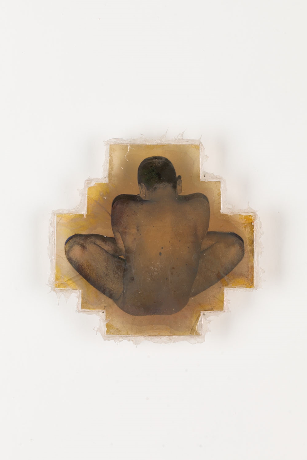 Artwork by Konrad Kuzyszyn, Obiekt fotograficzny z cyklu "Kondycja", Made of transparent photography/monochrome film prepared with a copper amplifier, plexiglass, silicone