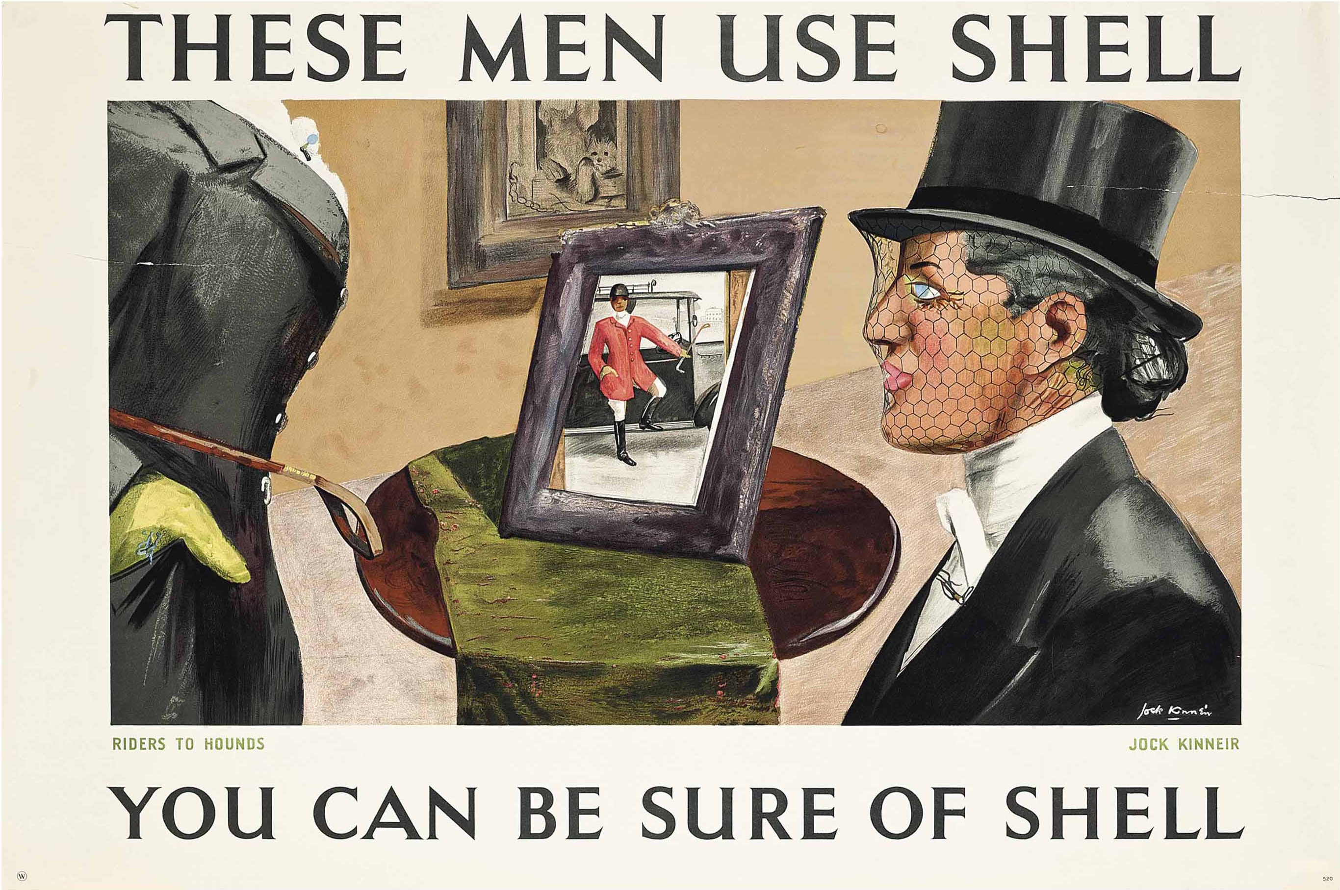 Artwork by R. Jock Kinneir, THESE MEN USE SHELL, RIDERS TO HOUNDS, Made of lithograph in colours