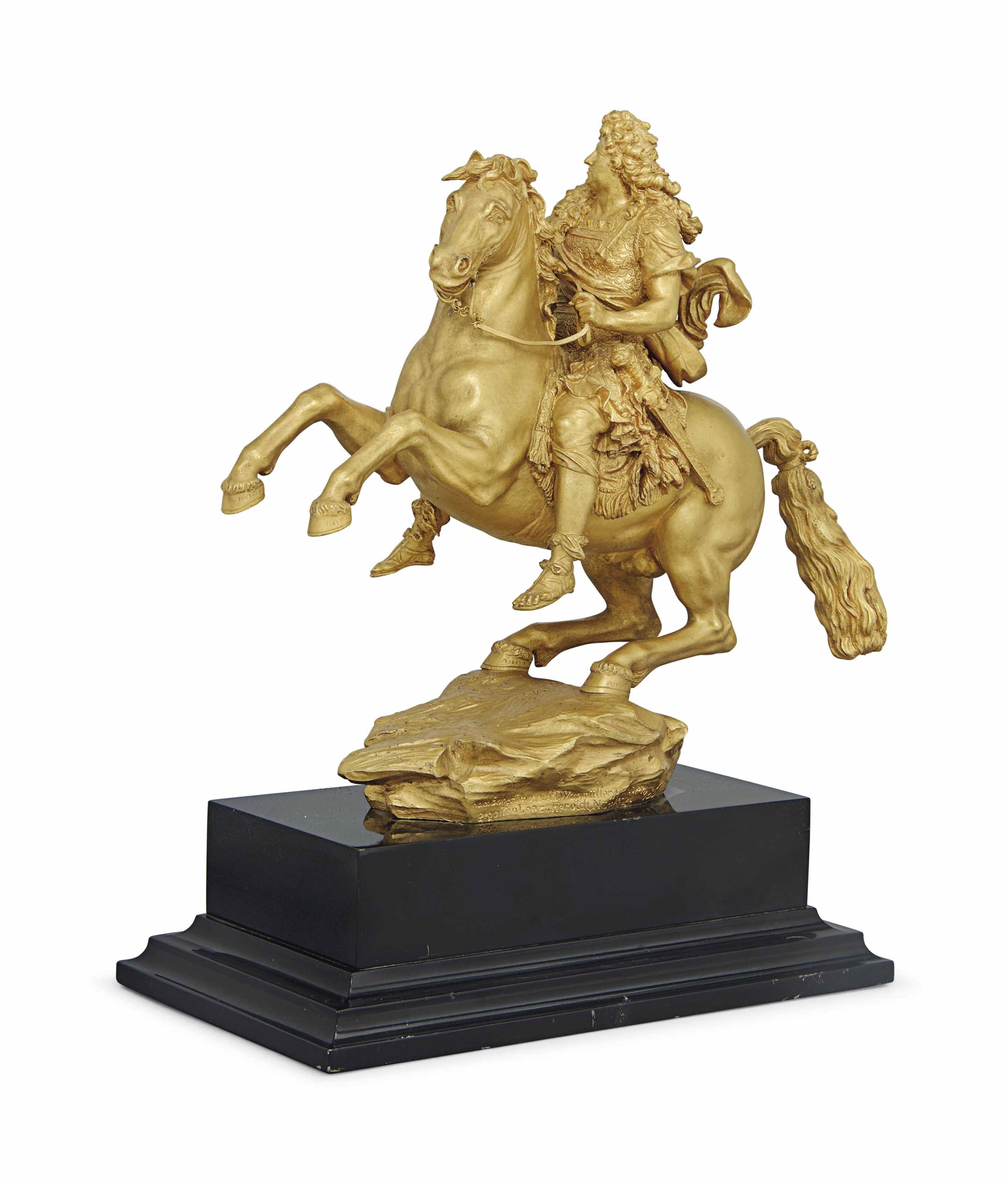 Artwork by Michael Wagmüller, LOUIS XIV ON HORSEBACK, Made of GILT BRONZE