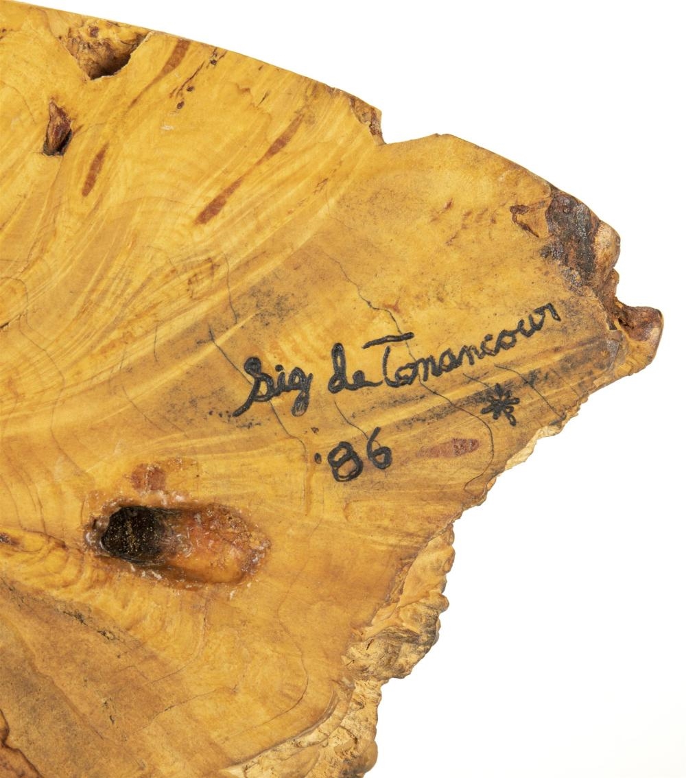 Artwork by Sig De Tonancour, Torso sculpture male, Made of Burlwood on stone base