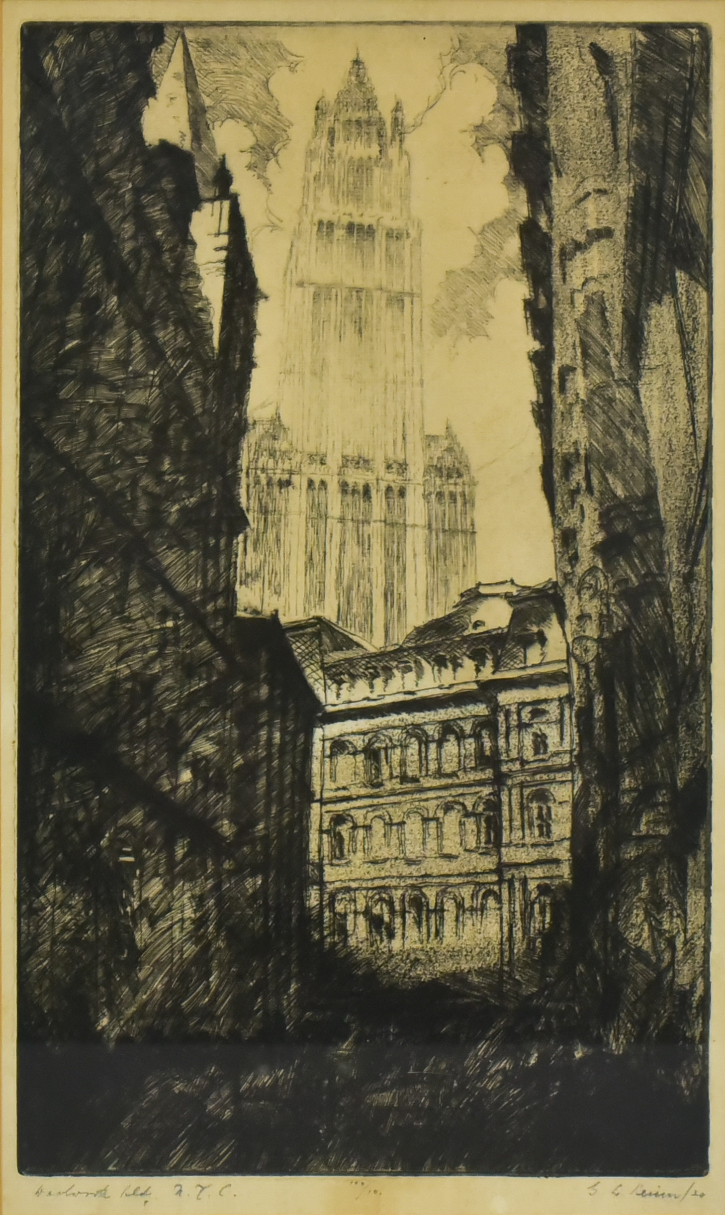 Artwork by Gottlob L. Briem, Woolworth Building, NYC, Made of etching