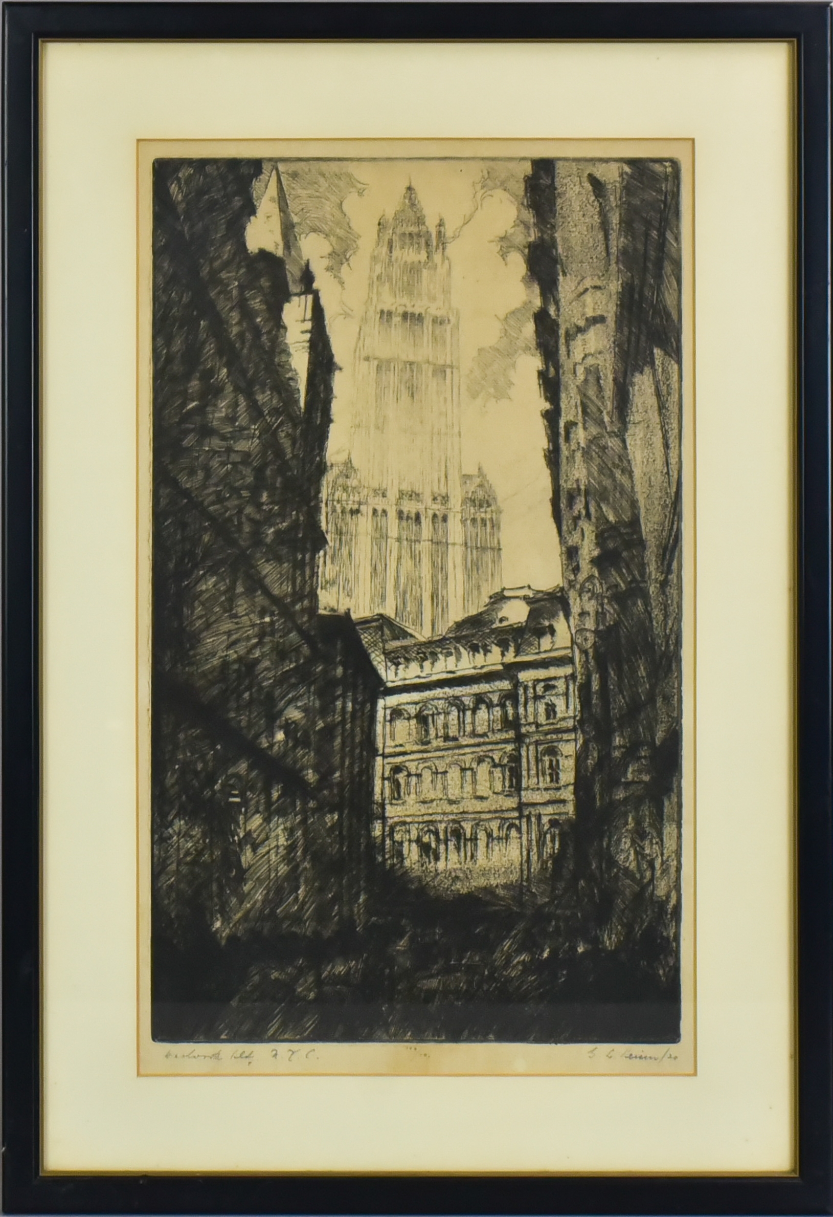 Artwork by Gottlob L. Briem, Woolworth Building, NYC, Made of etching