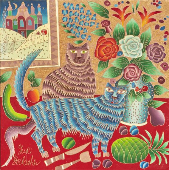 "Two Cats & Roses," by Yuri Gorbachev, 2004