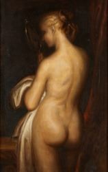 Jeune fille nue de dos se mirant - Henri Moreau