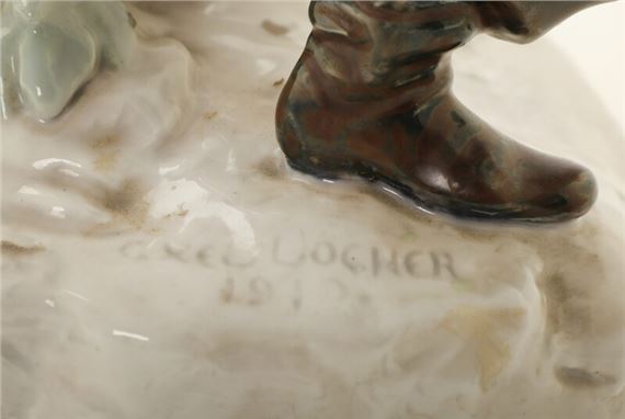 Axel Locher | Porcelain figurE group with two actors Oluf Poulsen and ...