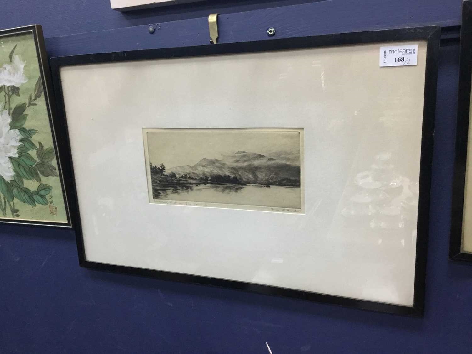 Artwork by Ivan M. Barr, LINGERING MIST ON BEN LOMOND, along with another etching by the same artist (2), Made of etching