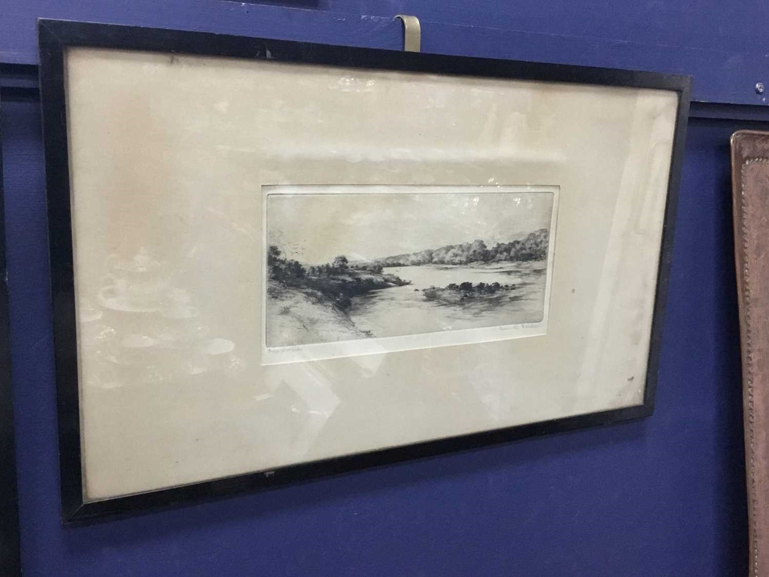 Artwork by Ivan M. Barr, LINGERING MIST ON BEN LOMOND, along with another etching by the same artist (2), Made of etching
