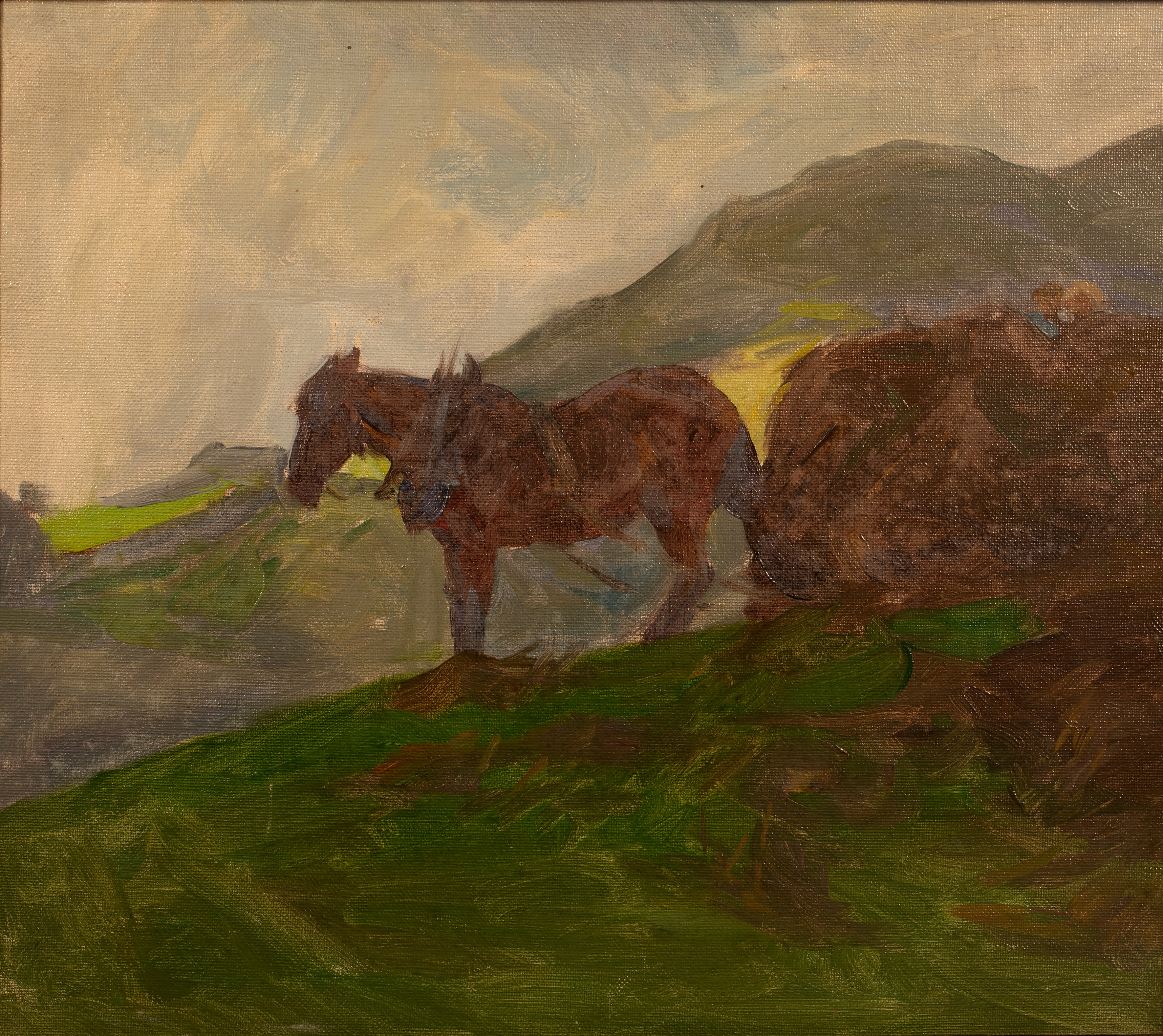 Artwork by Frank Bramley, Carting Bracken, Grasmere, Made of oil on canvas