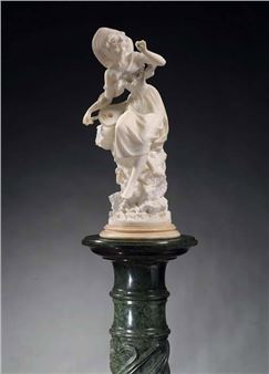 Contadinella con carretto, bambino e capra - Dante Zoi