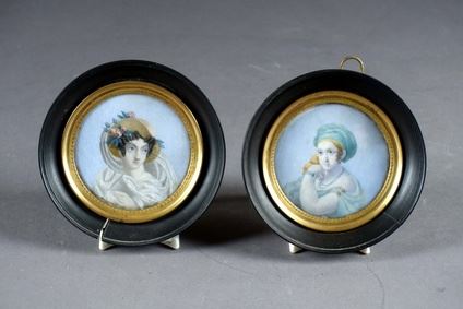 Two works: Portrait de jeune Femme by French School, 19th Century