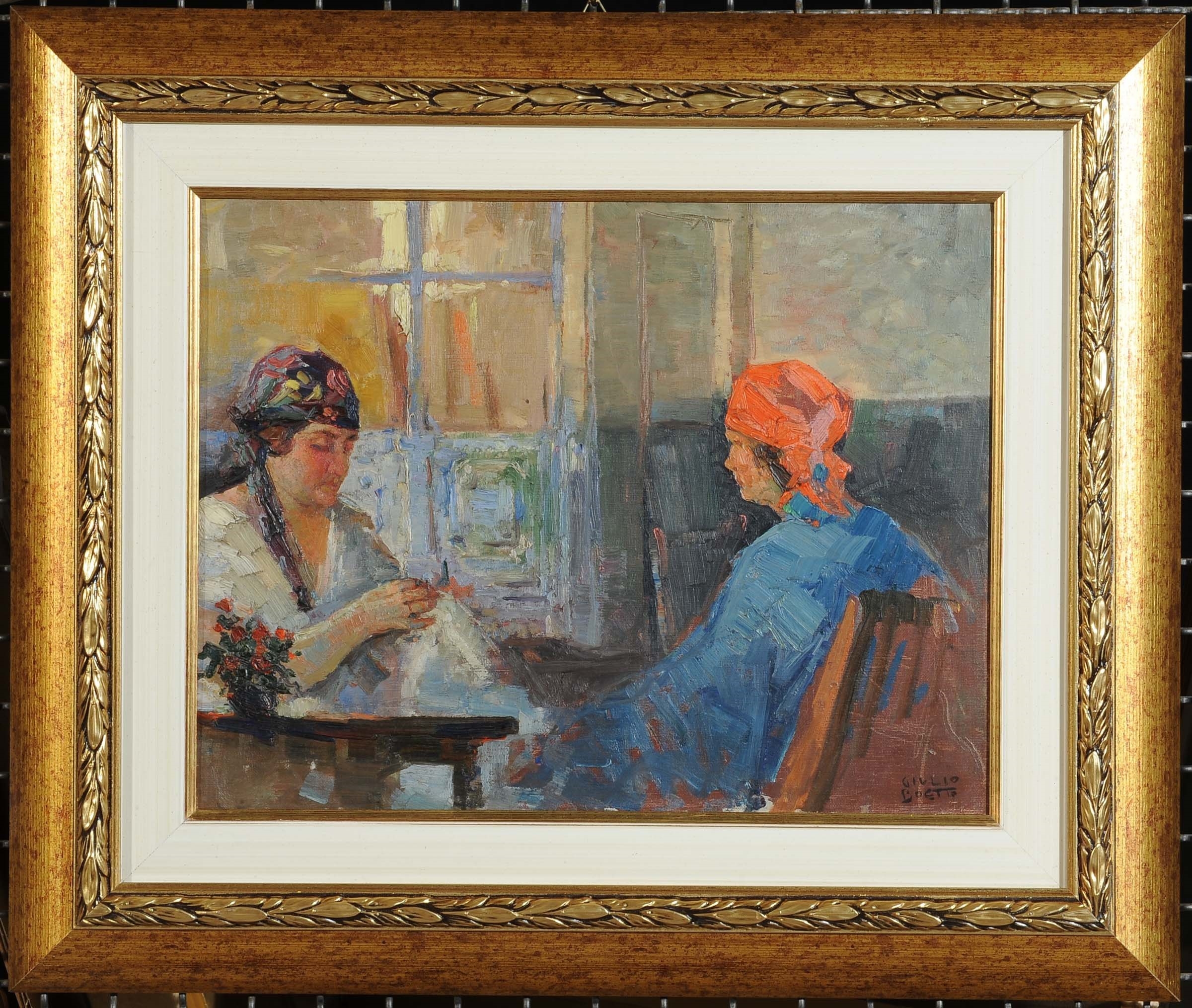 Artwork by Giulio Boetto, Donne che cuciono, Made of oil on canvas