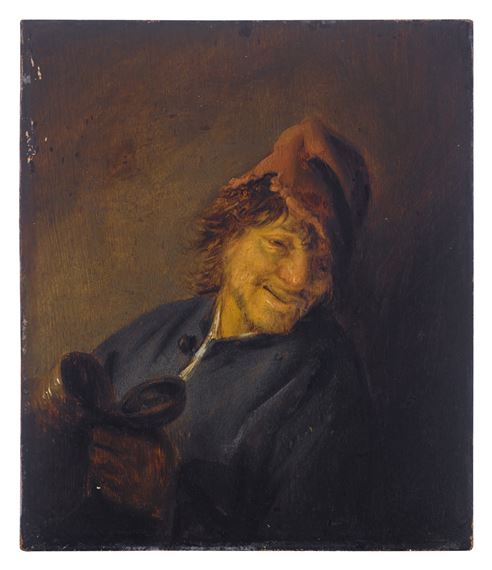 Peasant with a red cap holding a jug by Adriaen van Ostade, 1637